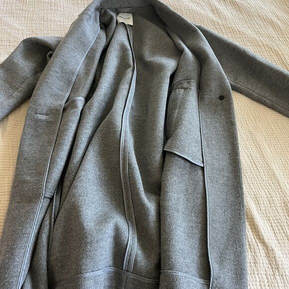 Madewell Elmcourt Blanket Long Coat Women Small Gray Wool Button Preppy Academia - Picture 6 of 14